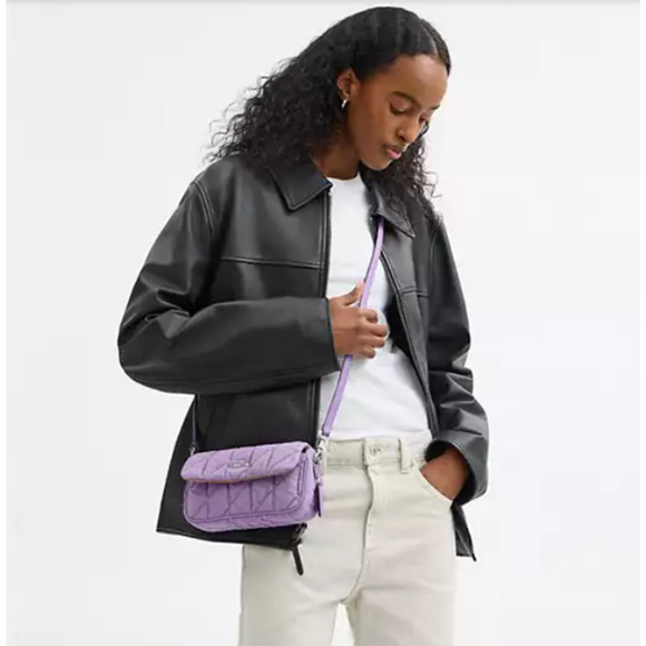 Coach Hailey Flap Bag Shoulder/Crossbody In Quilted Denim/Silver/Iris CBI88 NWT - Picture 10 of 11